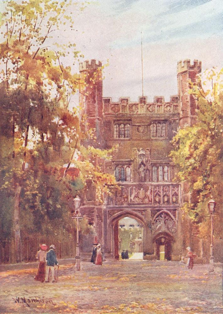 CAMBRIDGE. Colleges. Gateway of Trinity College 1907 old antique print picture